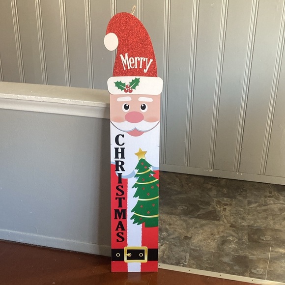 NWT- 48” Merry Christmas Santa Wooden Leaner or Hanger Decoration Sign - Picture 13 of 17